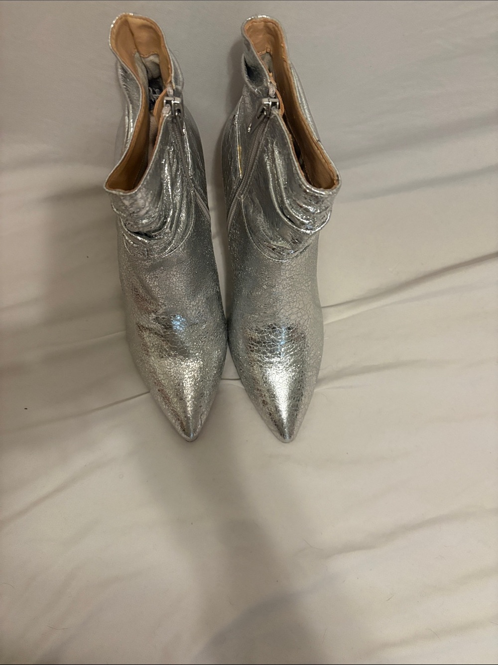 XOXO Silver Pointed-Toe Ankle Booties